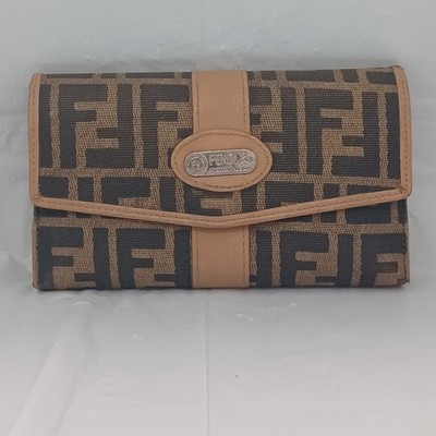 AS IS / REPAIR NEEDED Vintage Fendi S.A.S. Zucca Canvas Wallet Project Piece