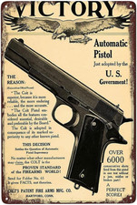 Tin Sign 8 W X 12 H Barber Shop Pub Funny Decor Art Colt M1911 Victory Vintage L