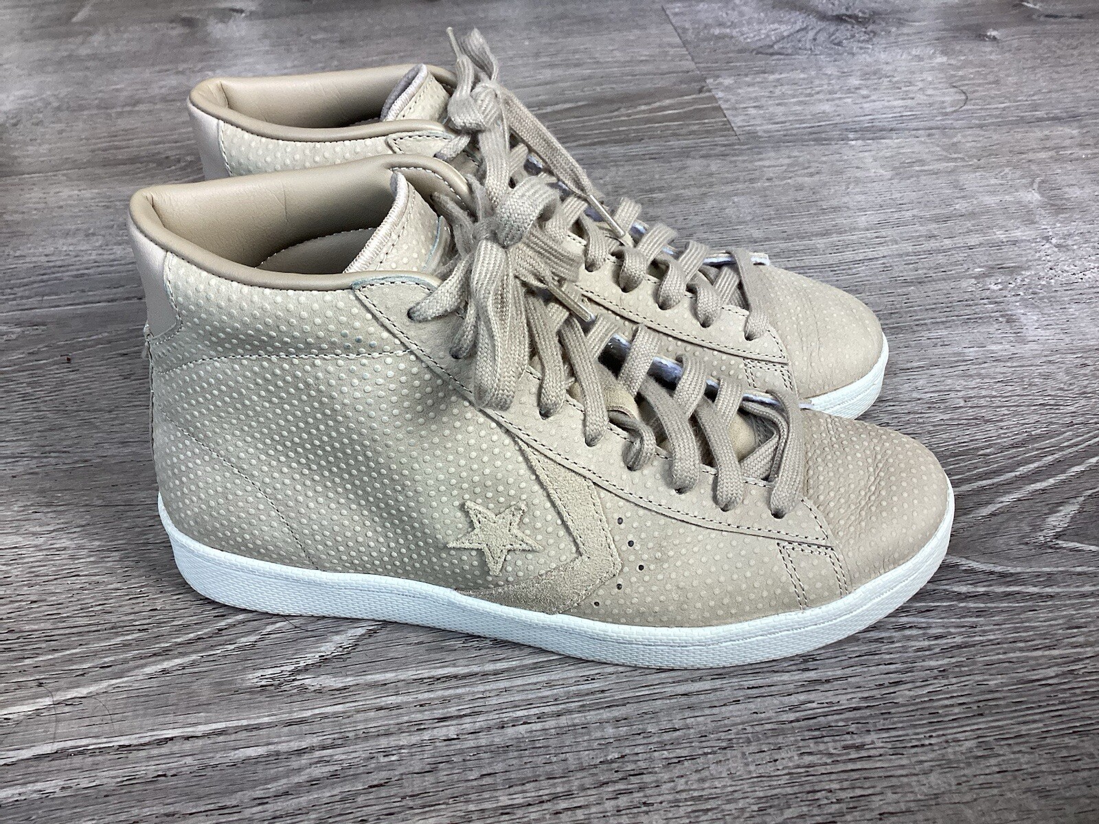 Converse Pro Leather 76 Mens 7.5 Womens Size 9 Mid Sneakers Khaki Shoes 155648C
