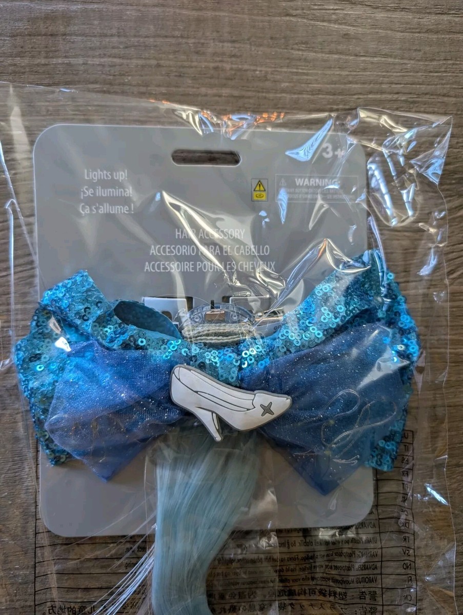 Disney Cinderella Glass Slipper Hair Bow NEW Cruise World Land Princess Blue Disney Park Princess Cinderella a Light Up Hair Bow Glass  main image 3