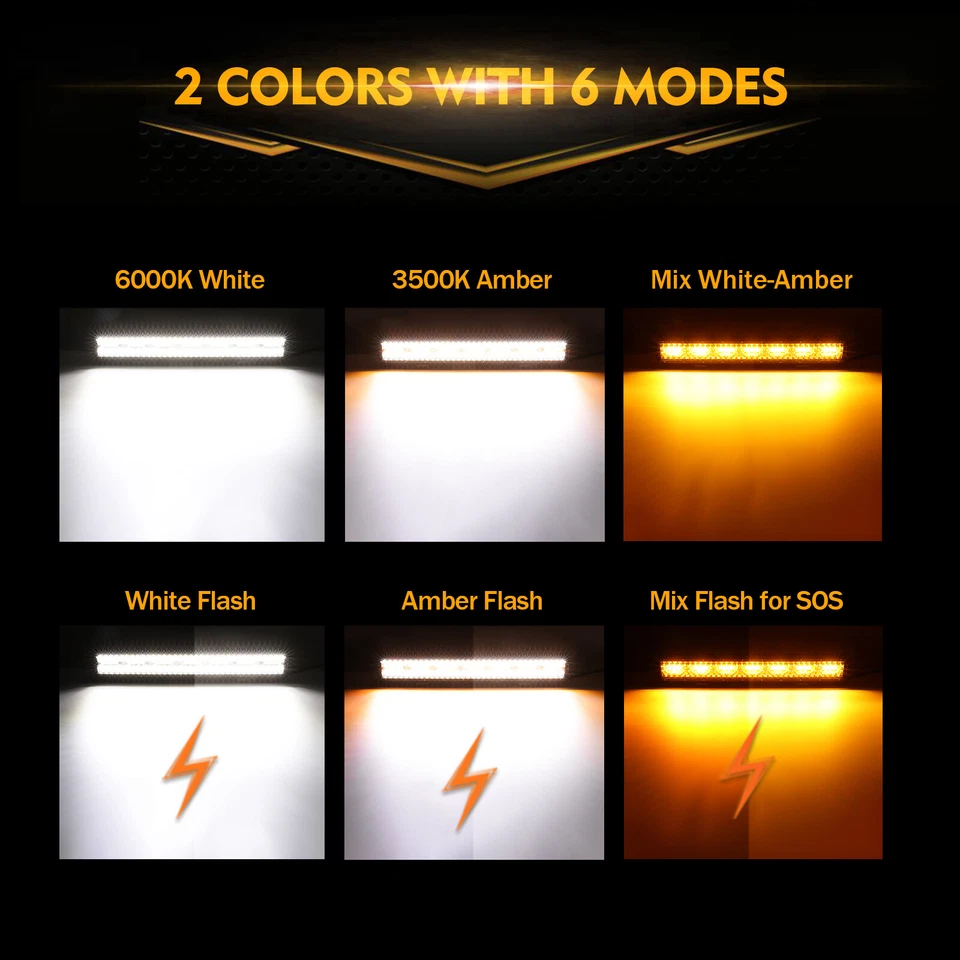 AUXBEAM 20" Barra de Luz LED Estroboscópica Ámbar Blanco Punto Inundación Combo ATV Para Cadillac Foto 3 de 4
