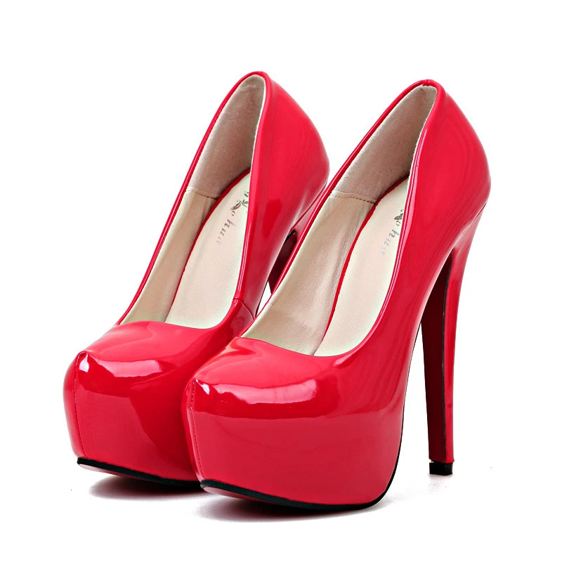 Zapatos de salón de plataforma de tacón alto travesti Drag Queen negros rojos para mujer Foto 4 de 4