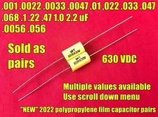 630V Axial Capacitor Pairs Tube Amp Radio .001 .01 .022 .033 .047 .068 .1 .22 uF