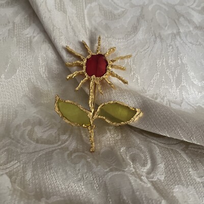 Artisan Crafted Faux Gold Sunflower Pendenant 