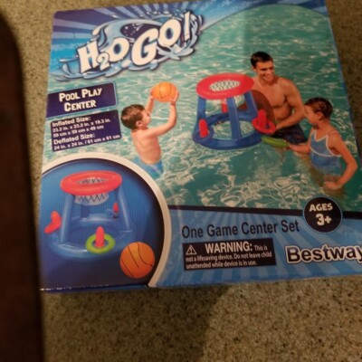 H20GO! Swimming Pool Inflatable Play Game Center (Basketball + Rings ...