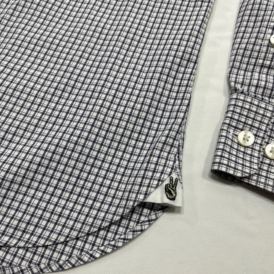 John Varvatos 美国男式衬衫 15 1/2 -32/33 紫色白色格子格子修身版型 — 第 2/4 张图片