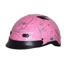 RODIA DOT Vented Pink Skull Boneyard Graphic Motorcycle Helmet