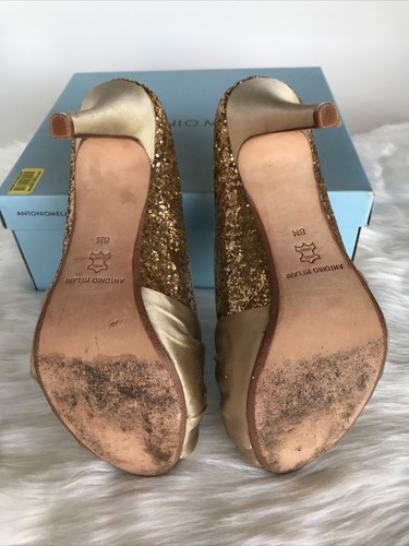 Antonio Melani Clawson Platform Heel Champagne Size 8M Satin Glitter - Picture 8 of 11
