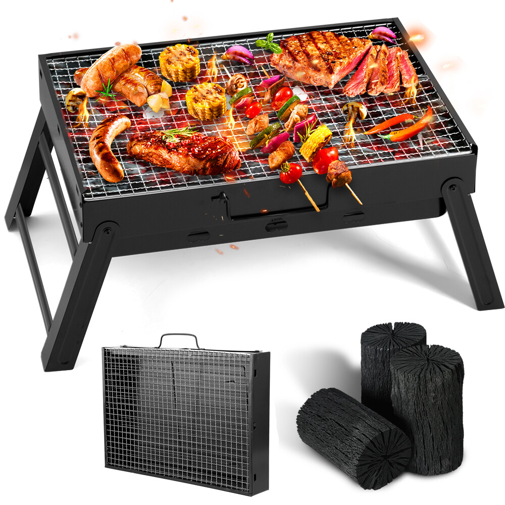 Holzkohlegrill BBQ Grill Standgrill Tragbar Picknickgrill Klappgrill Garten Mini