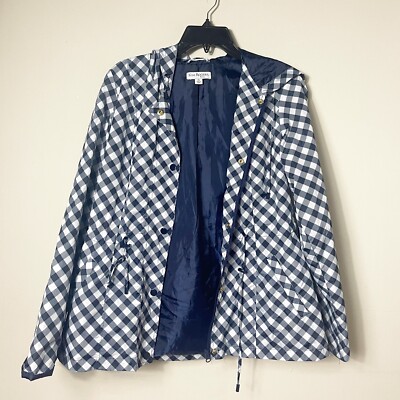 Kim Rogers Petite Anorak jacket Windbreaker Rain coat Navy blue