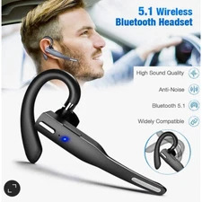 Trucker Wireless Headset Bluetooth 5.1 Earpiece Dual Mic Earbud Noise Cancelling