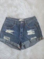 SIZE W26 BULLHEAD DENIM CO. Distressed Cuffed Jean Shorts INVPV1528