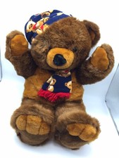 JCPenney Holiday Collection Brown Teddy Bear Fleece Hat Scarf 26" Plush Stuffed