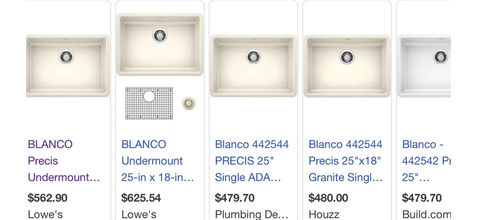 New Blanco Precis SILGRANIT Undermount Basin Kitchen Sink 25”x18” 5” ADA $500 RV - Image 3 of 4