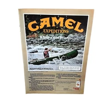 1981 Camel Maine Allagash Wilderness Man River Canoe Ad Vintage