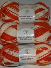 Lot of 3 Skeins Universal Uptown Worsted Spirit Stripes Yarn, 3.5 oz, Fight Song