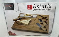 New Original Sealed Box Asturia Grande Chef 5 PCs Bambo Cheese Serving Set F/S