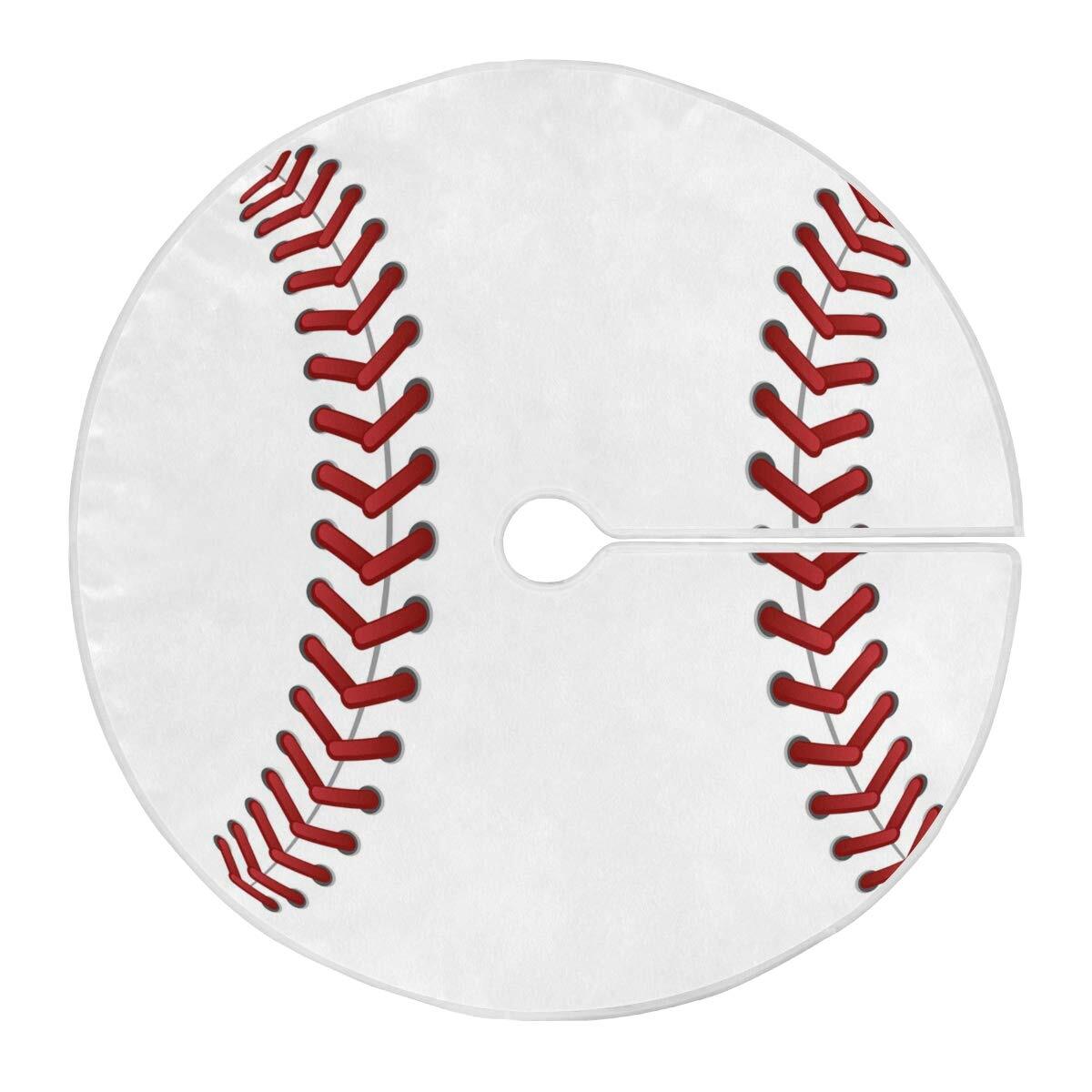 Sport Baseball Print Christmas Tree Skirt Rustic Xmas Ornaments Holiday Party...