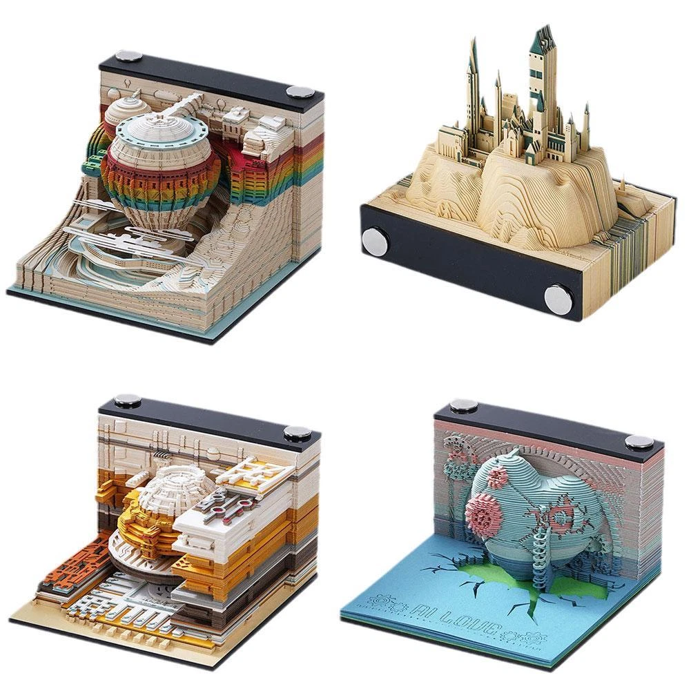 3D Castle Notepad 2025 Calendar Memo Pad Block Notes Paper, calendrier