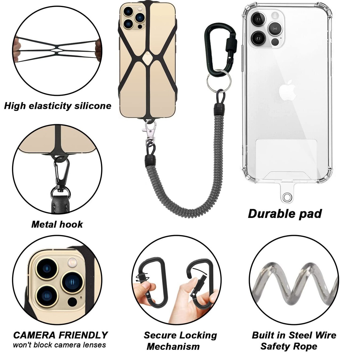 Cell Phone Lanyard Tether with Clip for Outdoor Fishing Climbing Skiing |  eBay