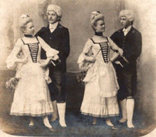 RPPC Couples w/ White Wigs & Formal Dress VINTAGE Postcard