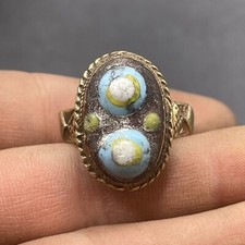 Beautiful Old Ancient Roman Gold Gilded Brass Mosaic Gabri Eye Glass Rare Ring