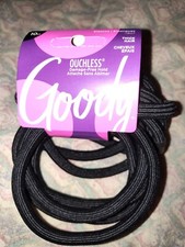 GOODY OUCHLESS THICK HAIR BLACK NO METAL ELASTICS HAIR TIES 10 COUNT NEW
