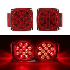 1 Pair Of Submersible Square Led Trailer Tail Lights Under 80 Brake Boat Dot
