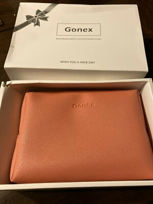 Gonex - Luxurious Cosmetic Pouch - Premium PU Leather - Pink Peach Makeup Bag