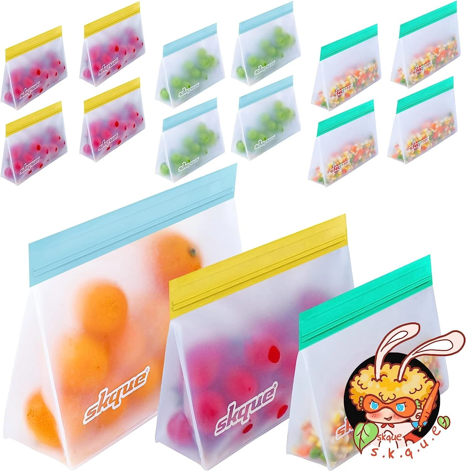 BRAND NEW 12 Pack Stand Ziplock Reusable Sandwich Snack Bags for Kids
Opens in a new window or tab