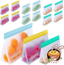 BRAND NEW	12 Pack Stand Ziplock Reusable Sandwich Snack Bags for Kids 