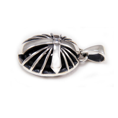 ONYX CROSS & WHITE CZ 925 STERLING SILVER BIKER GOTHIC ONYX CROSS & WHITE CZ 925 STERLING SILVER BIKER GOTHIC