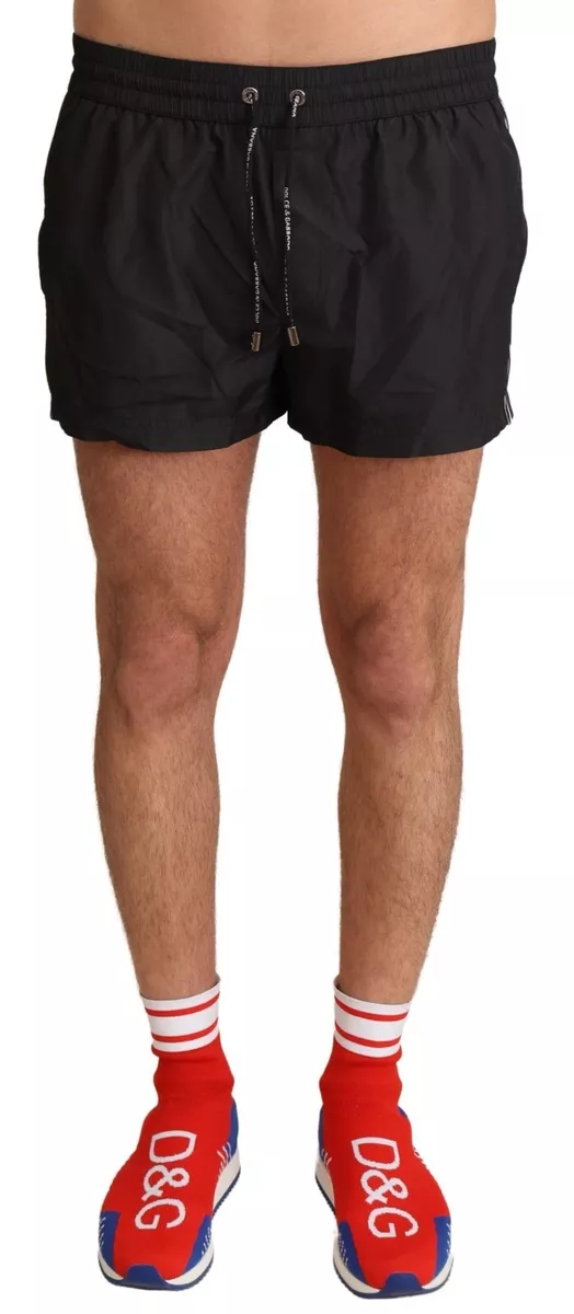 DOLCE GABBANA Swimwear Black King Mens Beachwear Shorts IT5 US