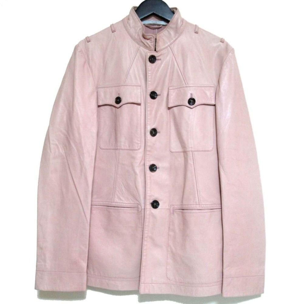 Giacca safari Yves Saint Laurent Rive Gauche pelle di agnello rosa usata taglia 46