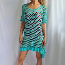 Copricostume da spiaggia taglia S/M abito in maglia all'uncinetto midi boho p...