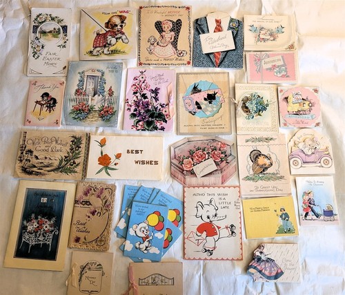 Large Vintage Antique Lot Greetings Cards Baby Birthday Mother's Day + Journal