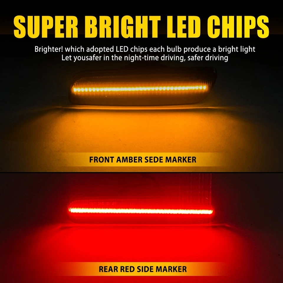 4x For 2001-2005 Lexus IS300 Front+Rear LED Bumper Side Marker Light Smoked Lens - Image 3 of 4