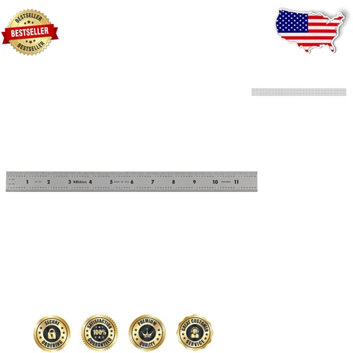 Precision 12" Stainless Steel Rule with Clear Graduations - Satin Chrome Finish
