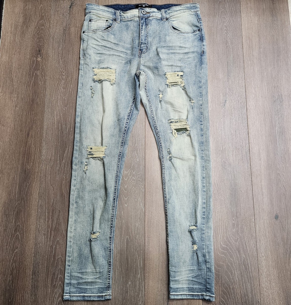 Serenede Men's Distressed Designer Acid Washed Jeans Size 38