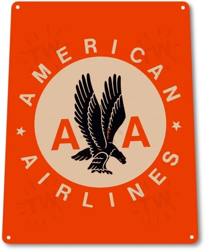 American Airlines Retro Logo Jet Airplane Vintage Wall Decor Metal Tin Sign New