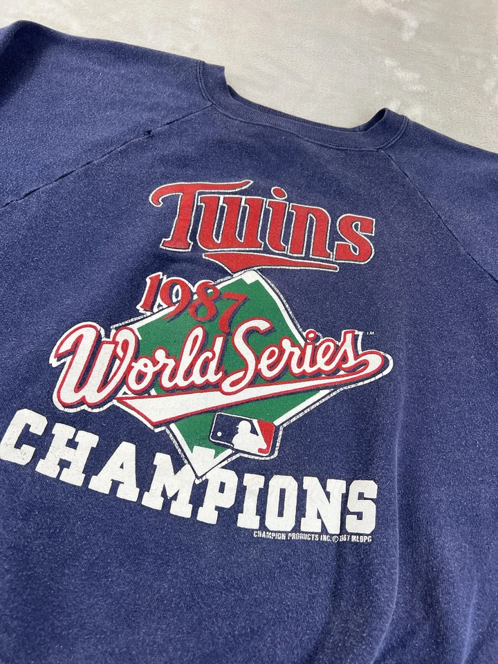 Suéter Campeón Minnesota Mellizos Verdadero Vintage Años 80 Para Hombres M/L Azul MLB Béisbol Foto 2 de 4