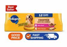 Wet Dog Food Chicken Beef 13.2 oz Cans 12 Pack Chopped Ground Dinner 2.58 per gallon