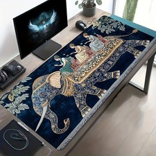 A Large Gaming Mouse Pad Featuring a Stunning Elephant Art Design, with a Non-S