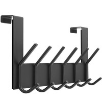 TüRhakenleiste Edelstahl Kleiderhakenleiste TüRgarderobe Schwarz 6 Haken 4,5Cm