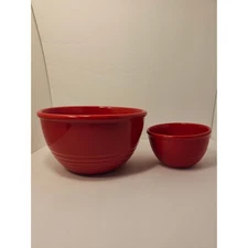 Chantal Set Of 2 Mixing Bowls Red 12 Cup & 2.5 Cup Stoneware Baking Cooking