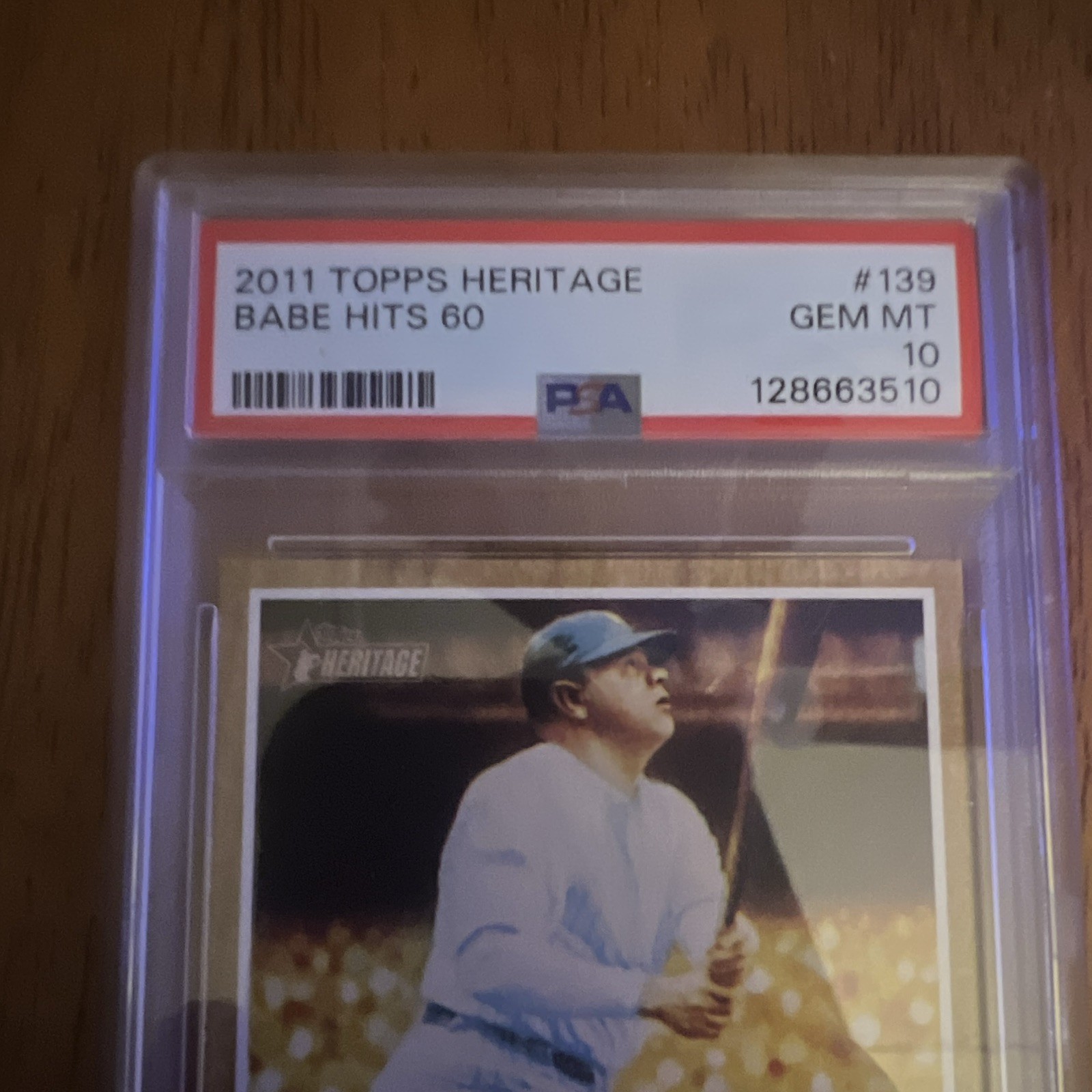 Topps 2011 Heritage 1962 Buybacks Babe Ruth Babe Hits 60 #139 Yankees PSA 10 view 2