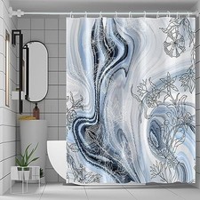 Blue Marble Shower Curtain Abstract Black 72"W x 72"L Pack of 1 Blue Grey