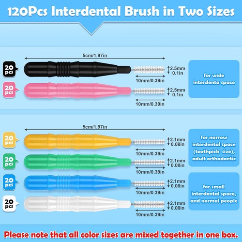 120Pcs Interdental Brushes 360° Bendable Soft Bristles Braces Flossers Brush - Picture 3 of 9