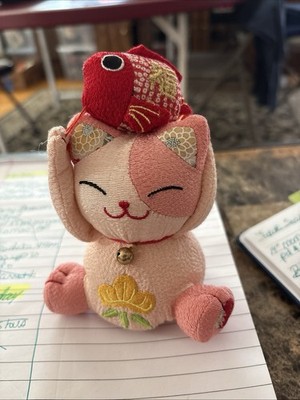 Suddenly  Cat With Koi Fish Good Fortune With Bell