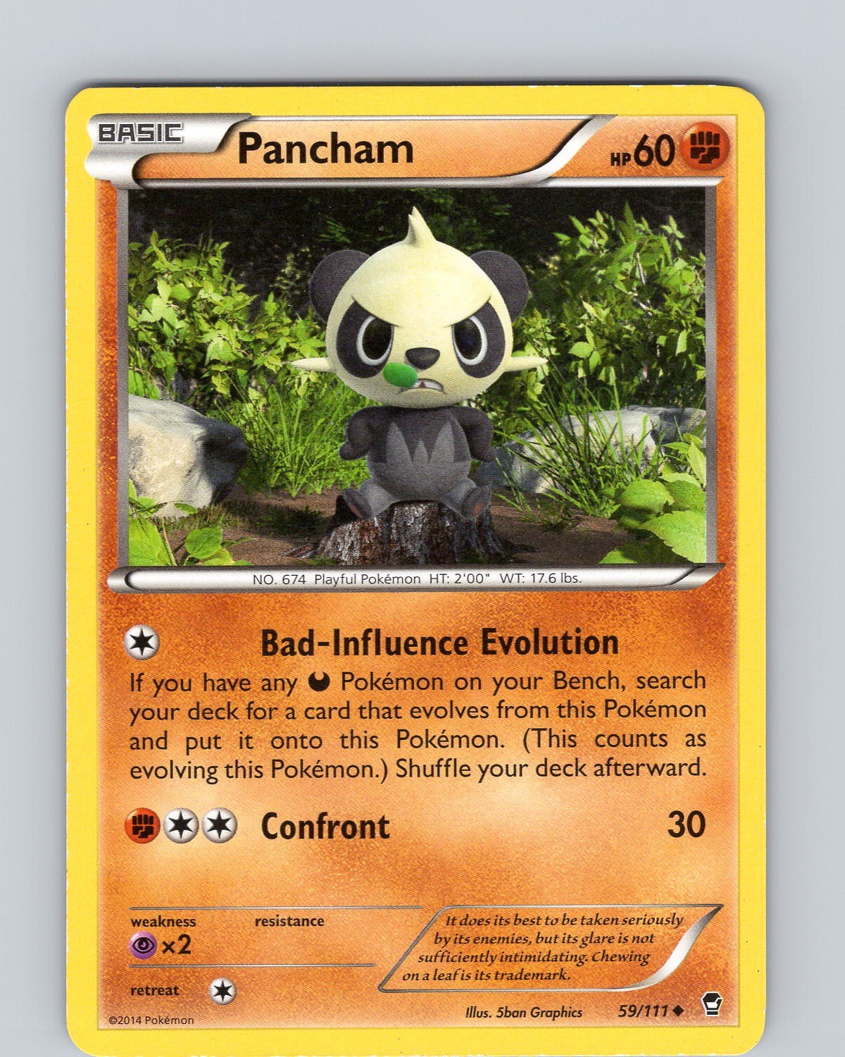 Pokemon TCG Pancham XY Furious Fists 59/111 Regular Uncommon Card Played LP